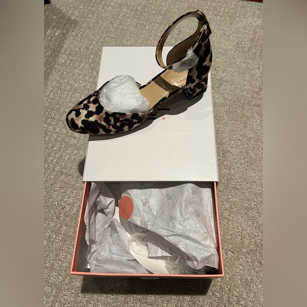 NEW CAbi 6020 Leopard Kiki Ankle Strap Heel Sandals
